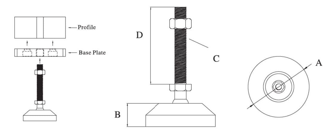 Stainless Steel Swivel Stud / Glass Nylon Base 50 (mm) - Extrusion and CNC