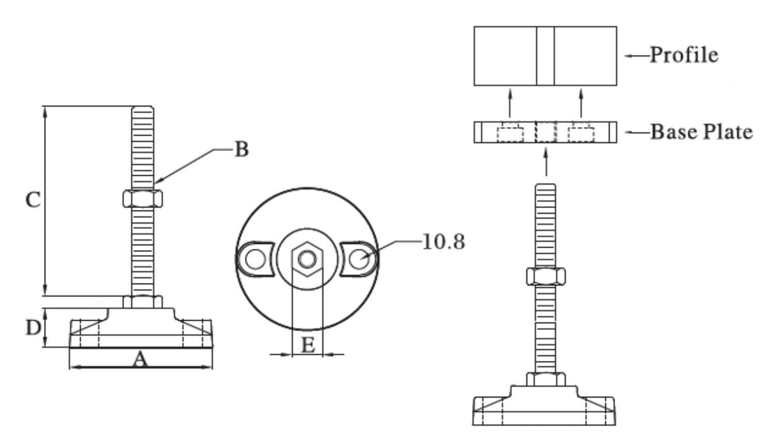 Nickel Plated Stud / Glass Nylon Base 60C (mm) - Extrusion and CNC