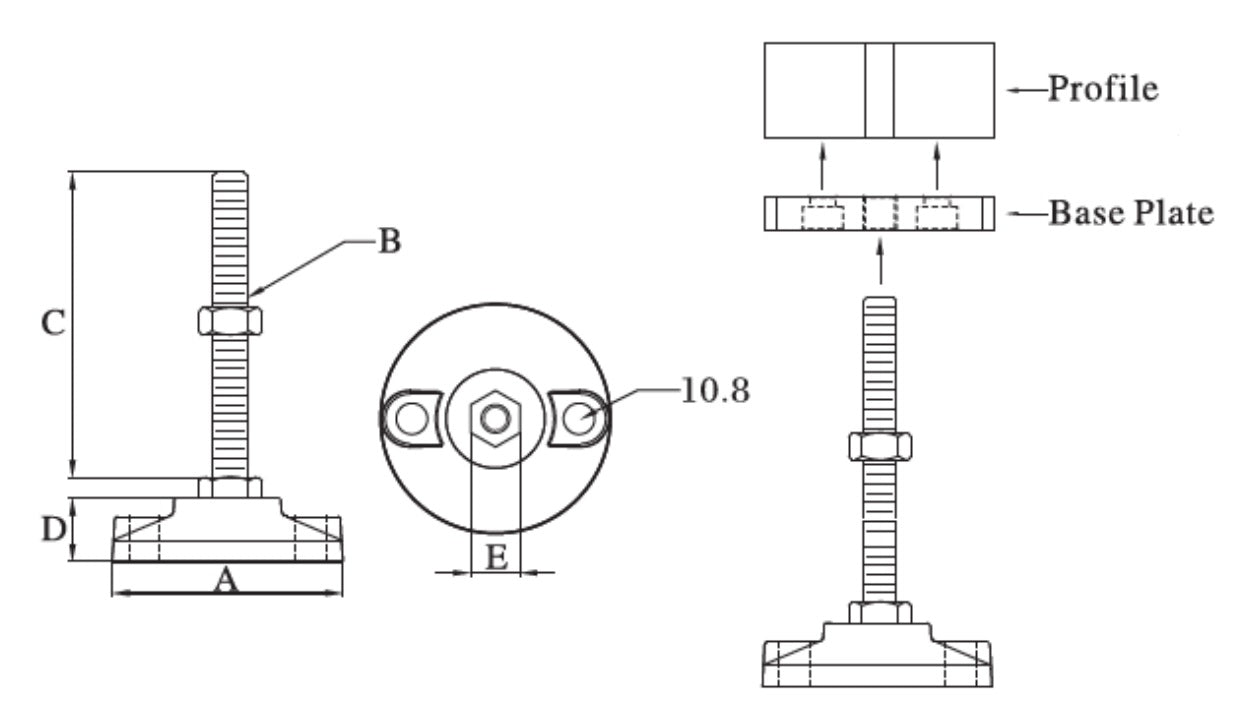 Nickel Plated Stud / Glass Nylon Base 60C (mm) - Extrusion and CNC