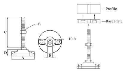Nickel Plated Stud / Glass Nylon Base 60C (mm) - Extrusion and CNC