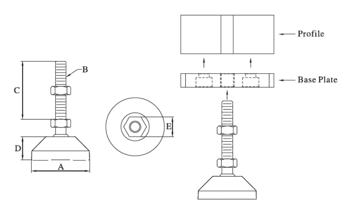 Nickel Plated Swivel Stud / Glass Nylon Base 80A (mm) - Extrusion and CNC