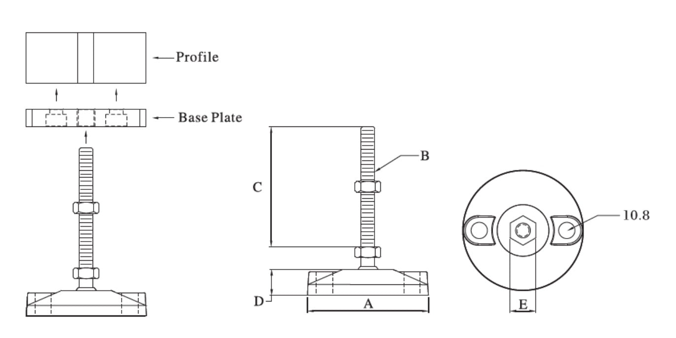 Nickel Plated Swivel Stud / Glass Nylon Base 80B (mm) - Extrusion and CNC