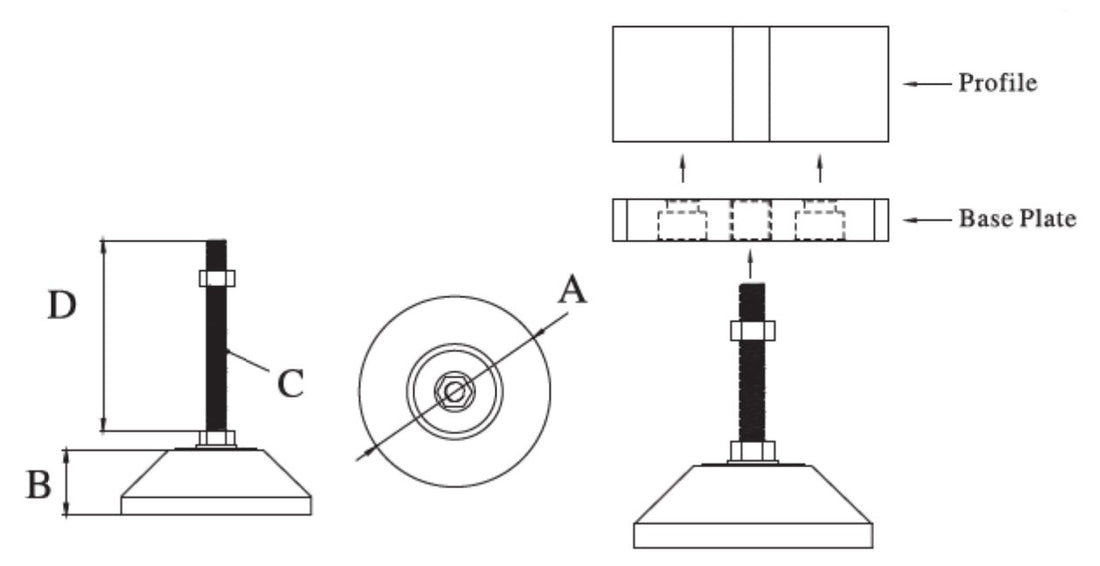 Stainless Steel Stud / Glass Nylon Base 80 (mm) - Extrusion and CNC