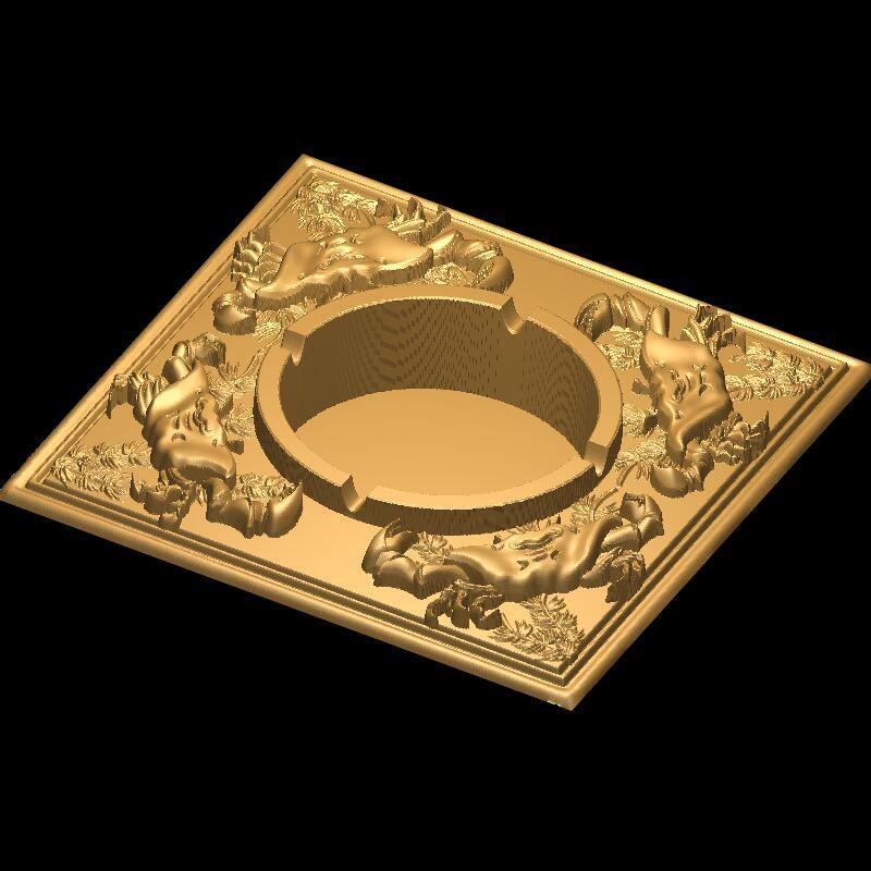 STL Format 3D  Ashtray - 008 - Extrusion and CNC