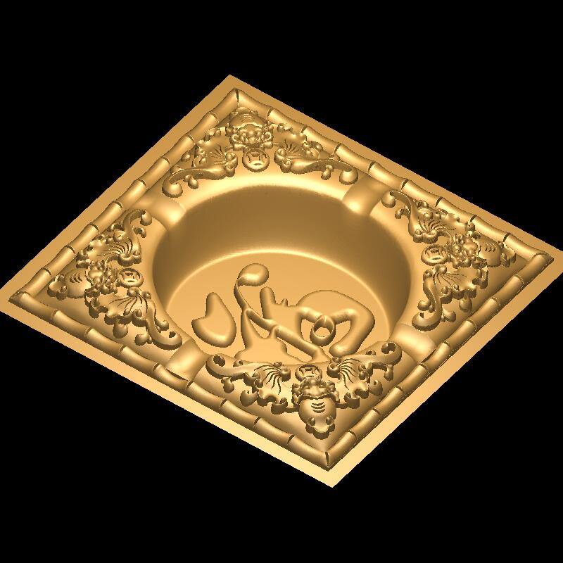 STL Format 3D  Ashtray - 017 - Extrusion and CNC