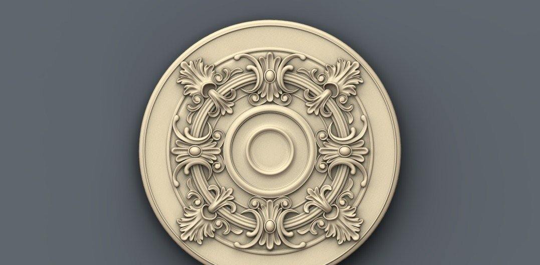 STL Format 3D Furniture , Doors Decoration Round - 003 - Extrusion and CNC