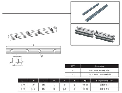 Slot Joint Link Connector 40S M6 GB Standard - Extrusion and CNC