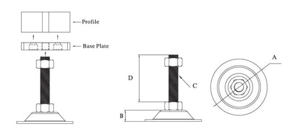 Stainless Steel Stud / Stainless Steel  Base 100 (mm) - Extrusion and CNC